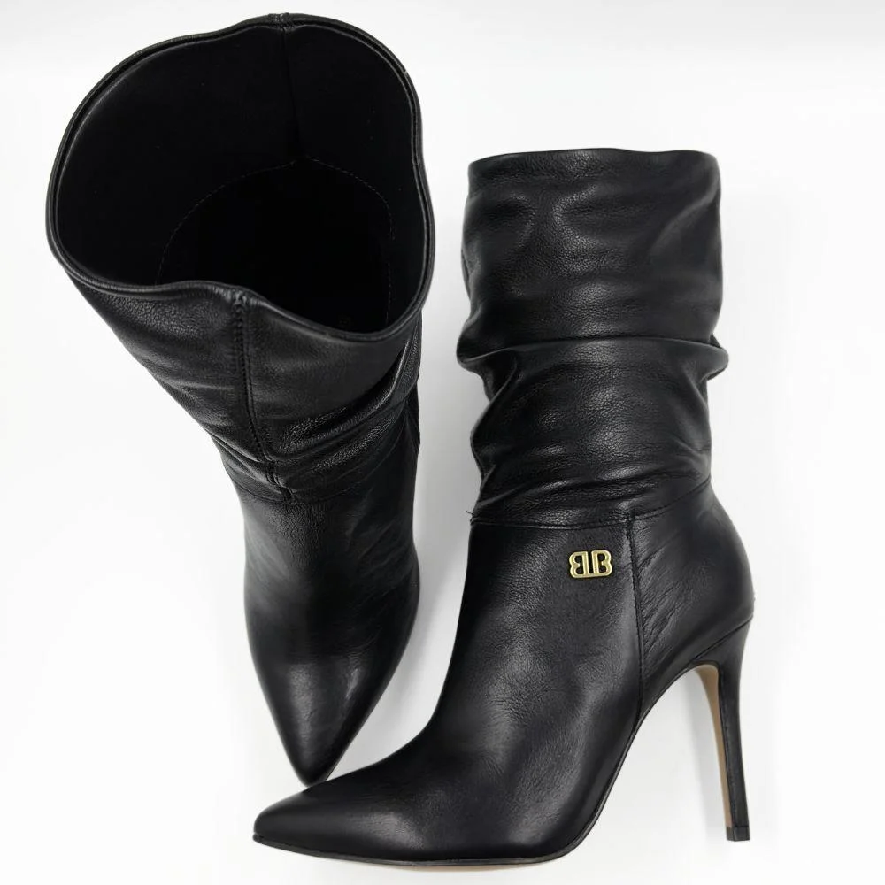 Bota Bottero Cano Médio Salto Alto Fino Feminina Preto 4