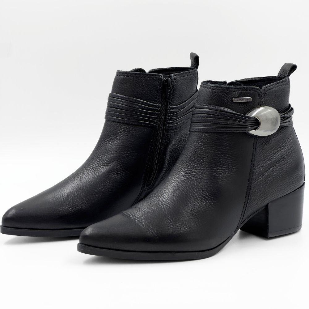 Bota Bottero Cano Curto Salto Médio Feminina Preto 2