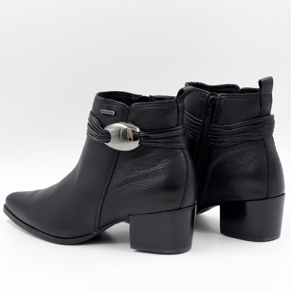 Bota Bottero Cano Curto Salto Médio Feminina Preto 3