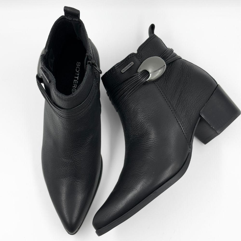 Bota Bottero Cano Curto Salto Médio Feminina Preto 4