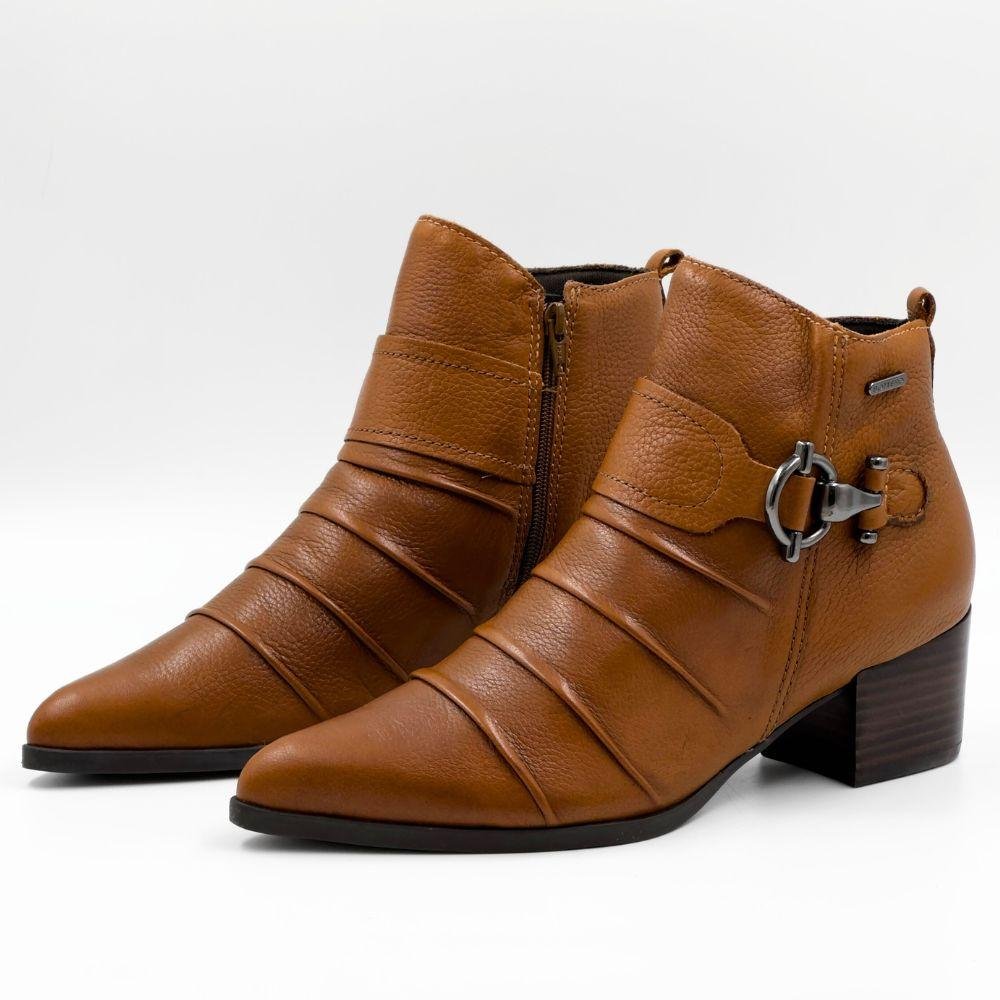 Bota Bottero Cano Curto Salto Bloco Médio Feminina Caramelo 2