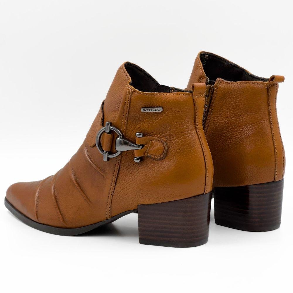 Bota Bottero Cano Curto Salto Bloco Médio Feminina Caramelo 3