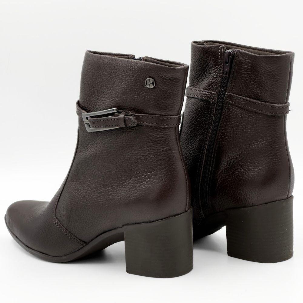 Bota Bottero Cano Curto com Fivela Salto Médio Feminina Marrom 3