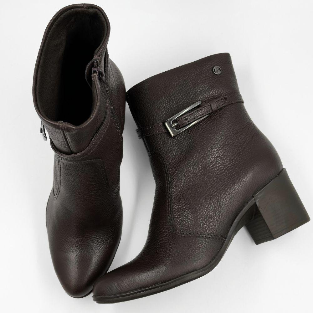 Bota Bottero Cano Curto com Fivela Salto Médio Feminina Marrom 4