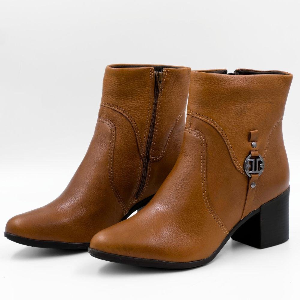Bota Bottero Cano Curto Salto Médio Bloco Feminina Marrom 2