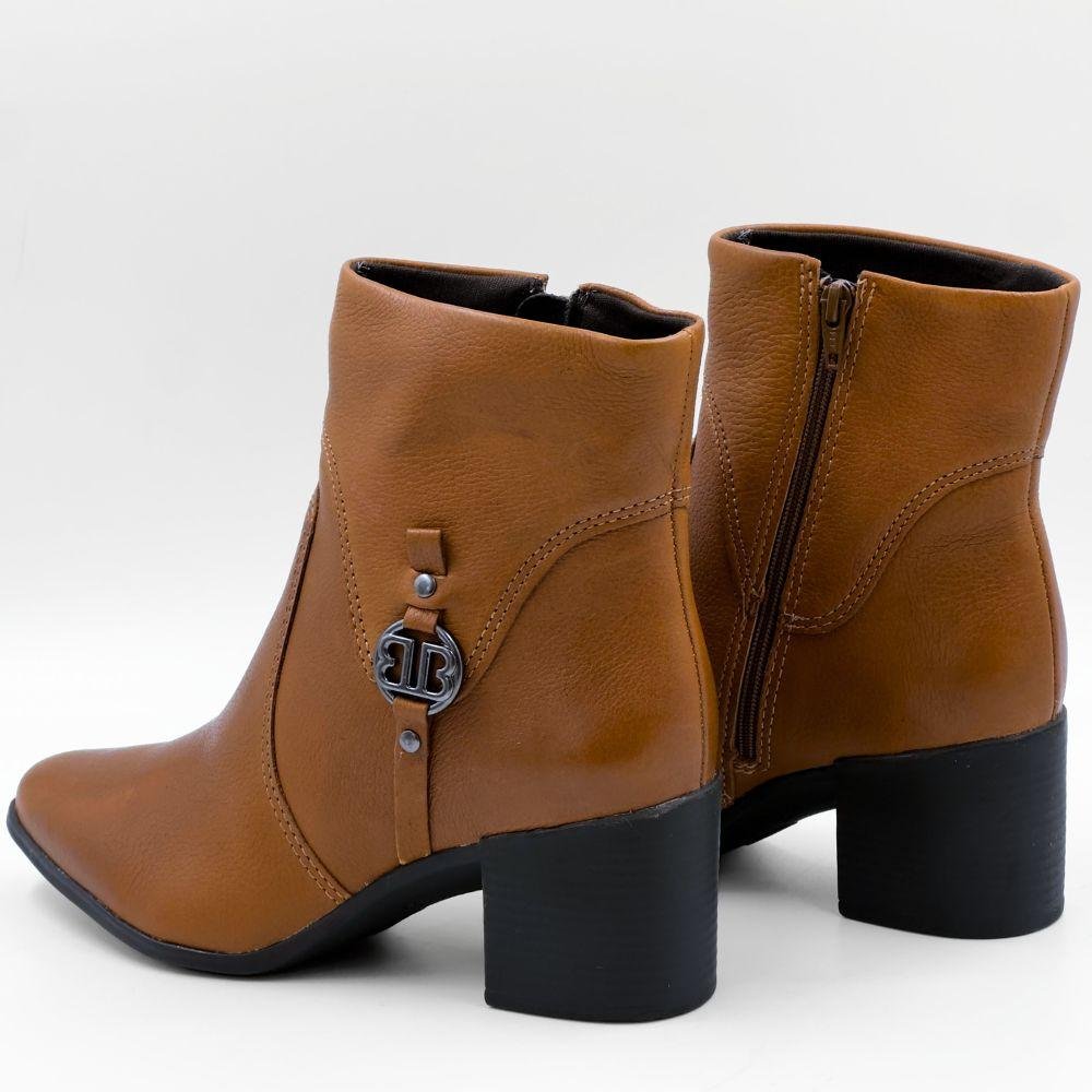 Bota Bottero Cano Curto Salto Médio Bloco Feminina Marrom 3