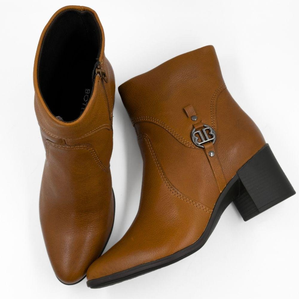 Bota Bottero Cano Curto Salto Médio Bloco Feminina Marrom 4