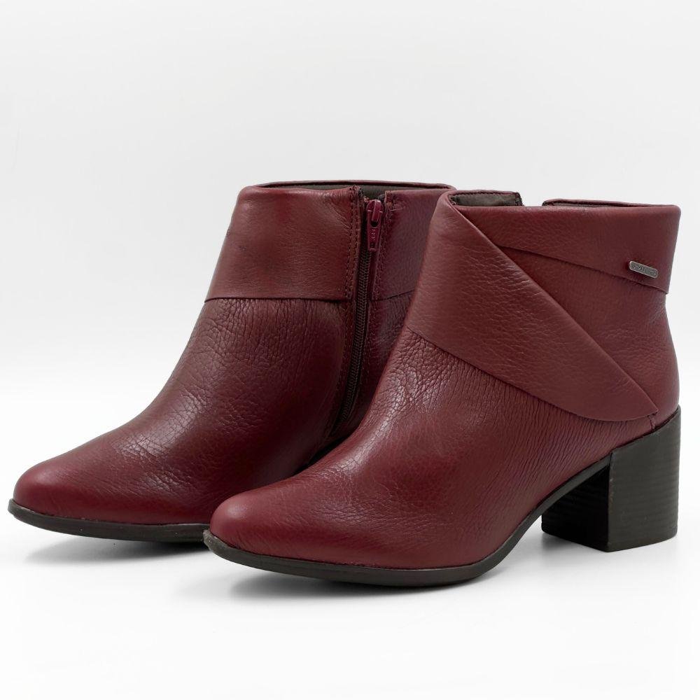 Bota Bottero Cano Curto Salto Bloco Feminina Bordô 2