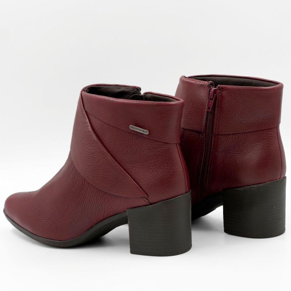 Bota Bottero Cano Curto Salto Bloco Feminina Bordô 3