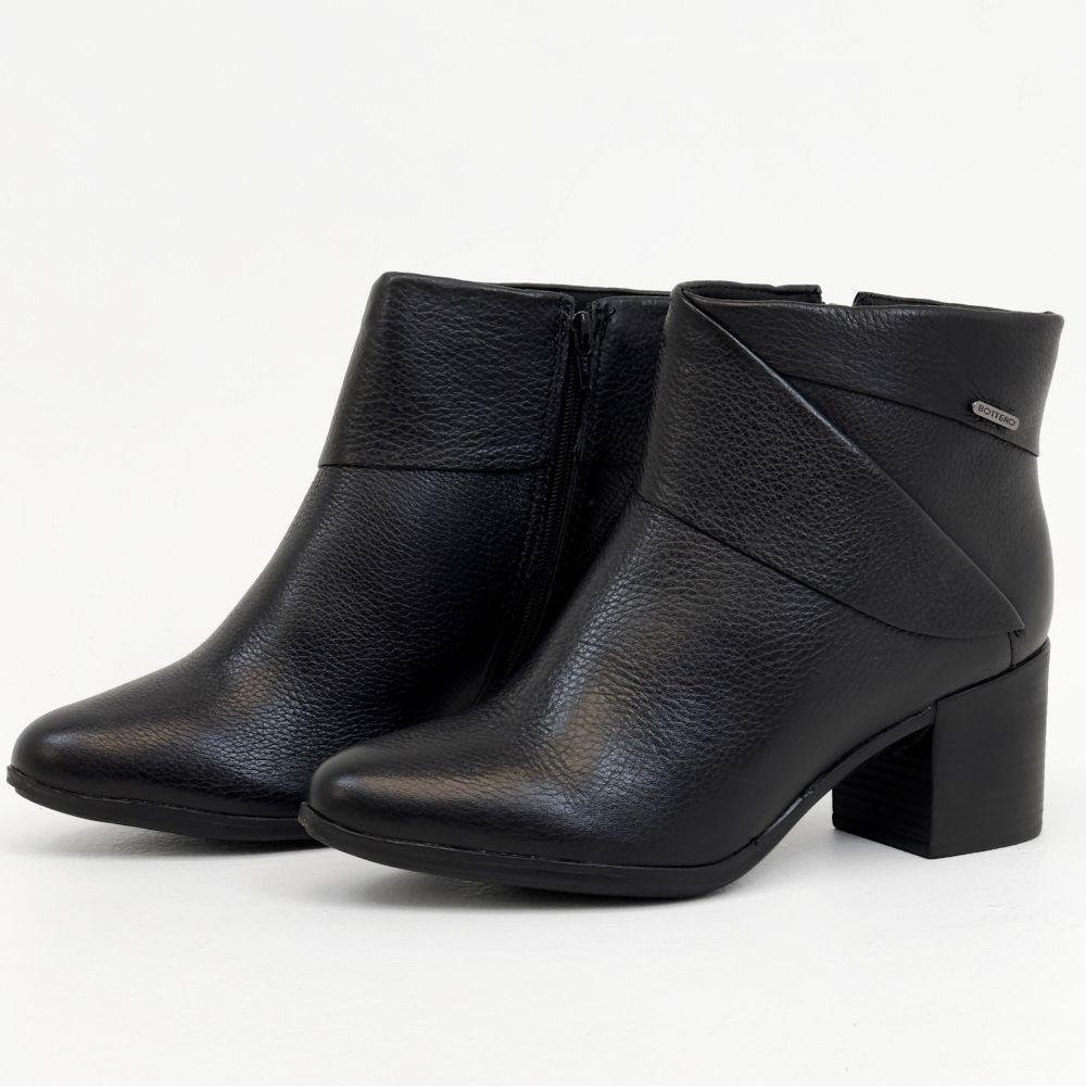 Bota Bottero Cano Curto Salto Bloco Feminina Preto 2