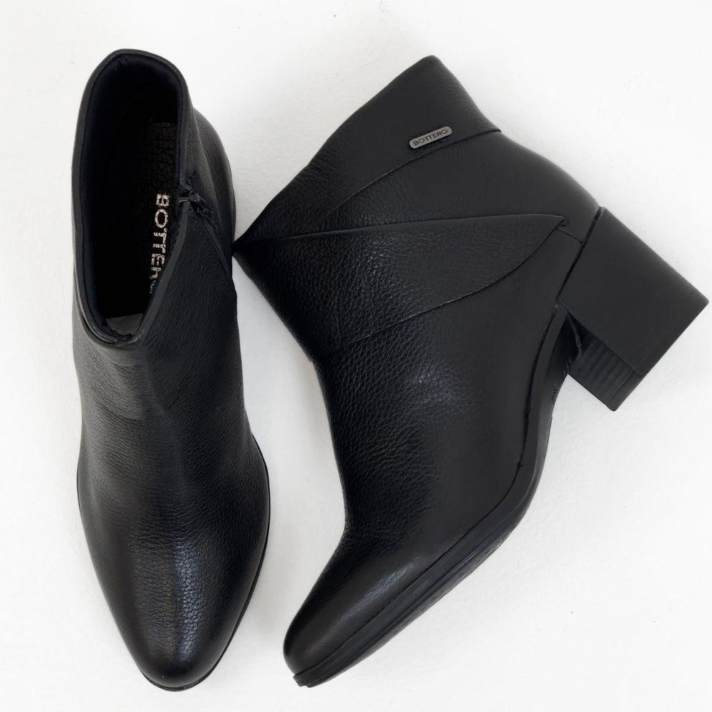 Bota Bottero Cano Curto Salto Bloco Feminina Preto 4