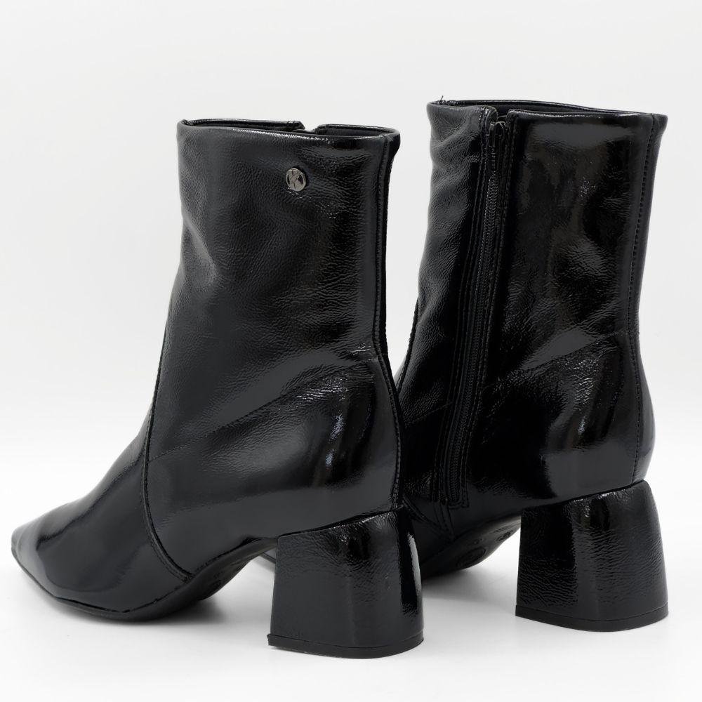 Bota Bottero em Verniz Cano Curto Salto Médio Feminina Preto 3