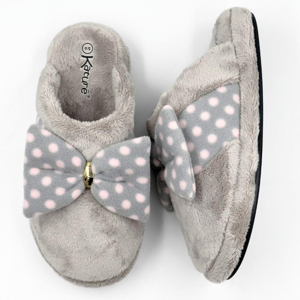 Pantufa Katurê Fleece com Laço Feminina Cinza 4