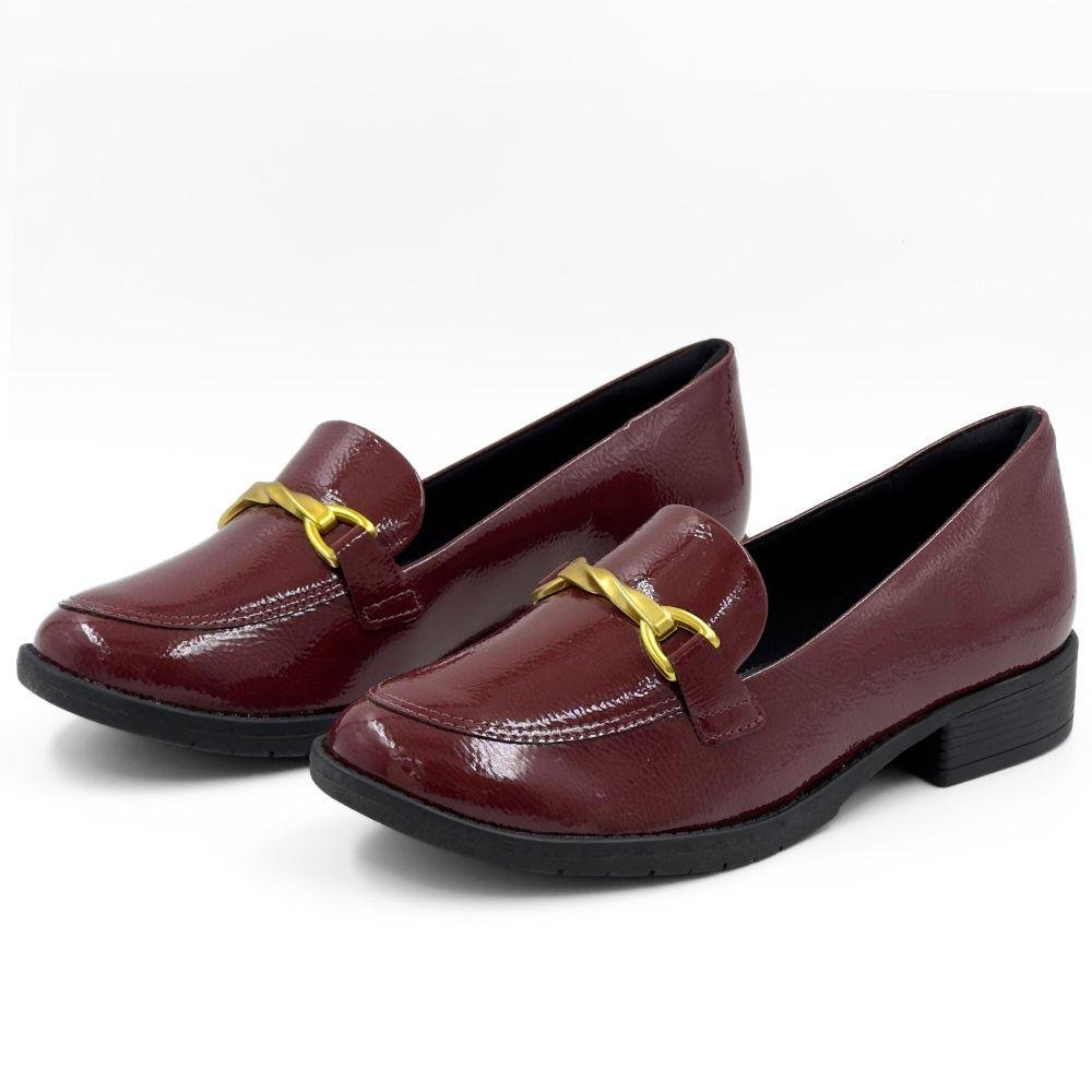 Sapato Piccadilly Mocassim em Verniz Feminino Vermelho 2