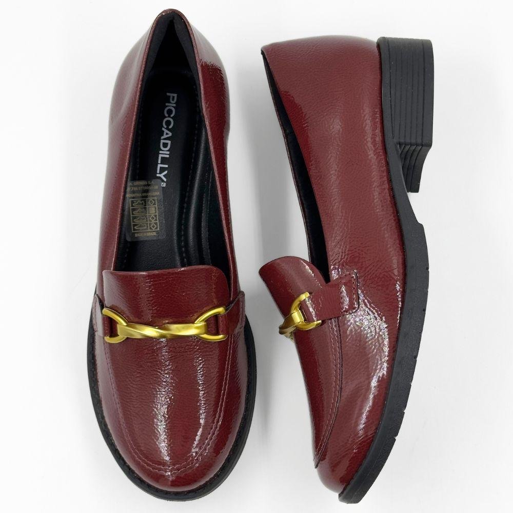 Sapato Piccadilly Mocassim em Verniz Feminino Vermelho 4