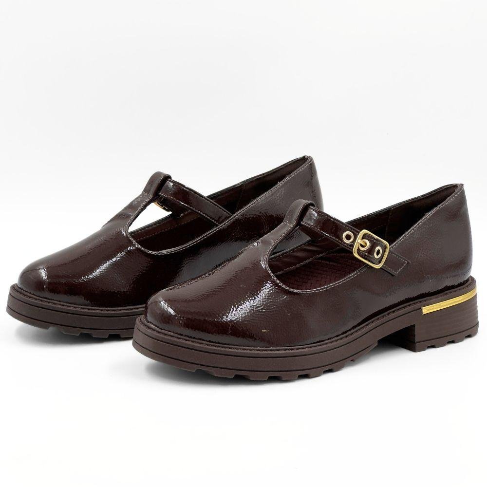 Sapato Piccadilly Boneca Loafer em Verniz Feminino Marrom 2