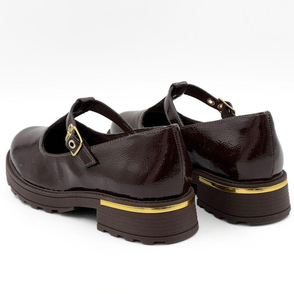 Sapato Piccadilly Boneca Loafer em Verniz Feminino Marrom 3