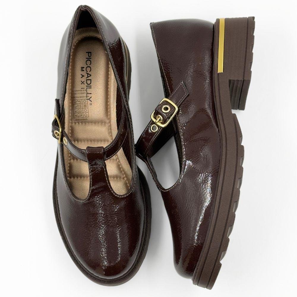 Sapato Piccadilly Boneca Loafer em Verniz Feminino Marrom 4