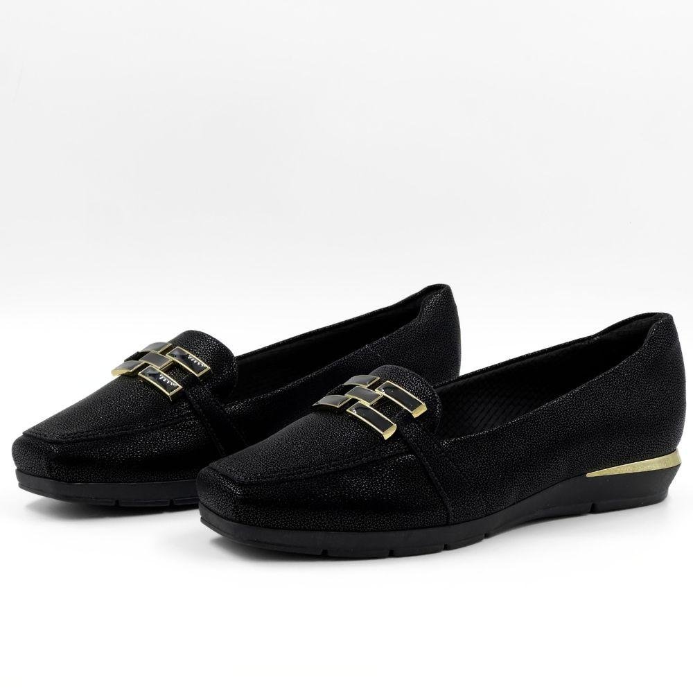 Sapato Piccadilly Anabela Bico Quadrado Feminino Preto 2