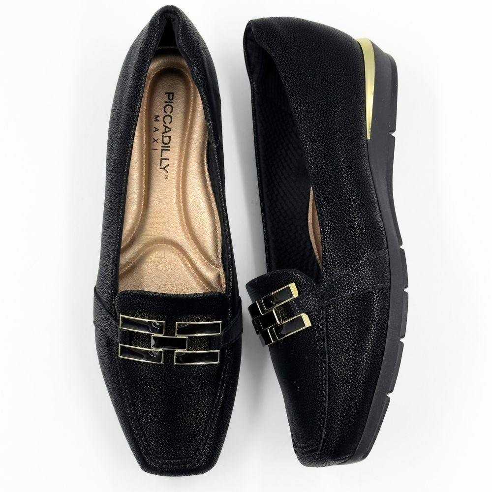 Sapato Piccadilly Anabela Bico Quadrado Feminino Preto 4