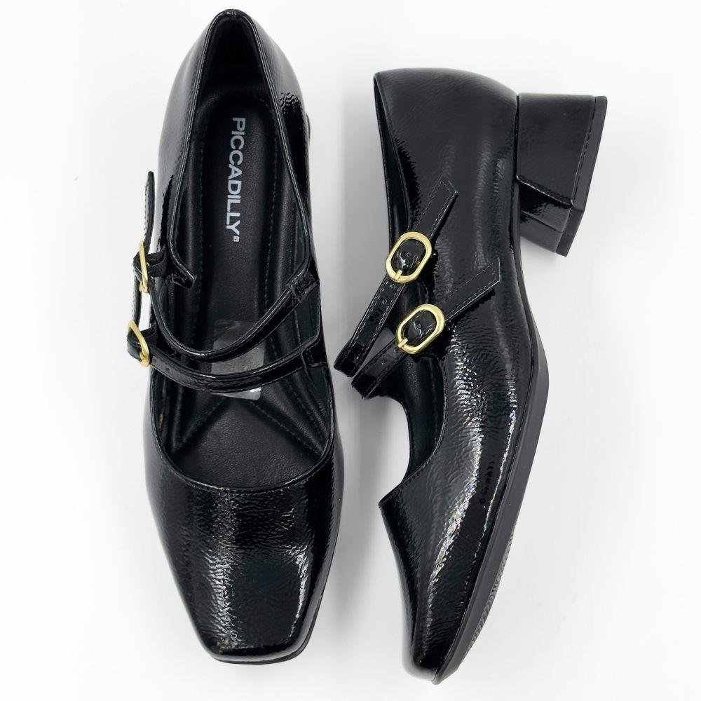 Sapato Piccadilly Boneca Salto Baixo em Verniz Piccadilly Preto 4