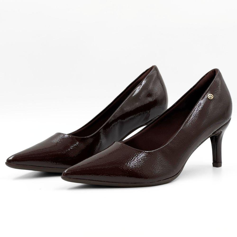 Sapato Piccadilly Scarpin em Verniz Salto Fino Feminino Marrom 2