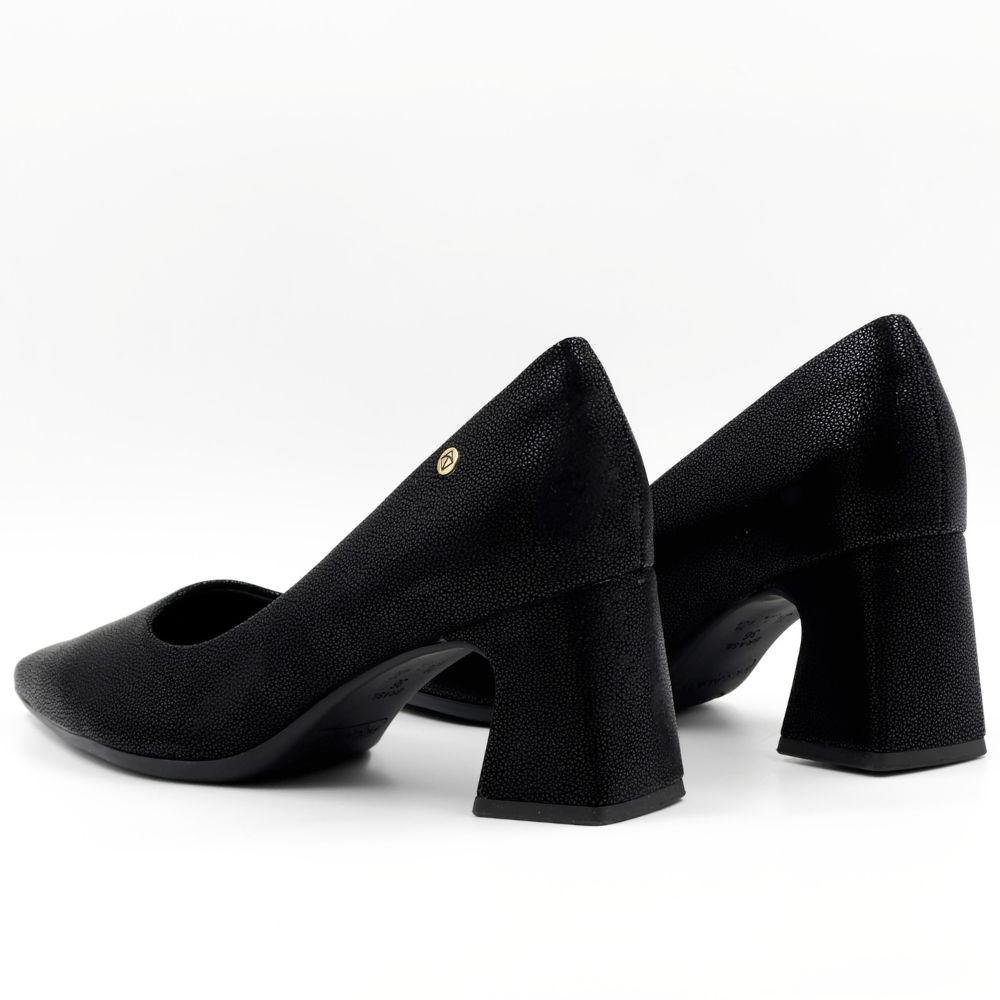 Sapato Piccadilly Scarpin Bico Fino Salto Bloco Feminino Preto 3