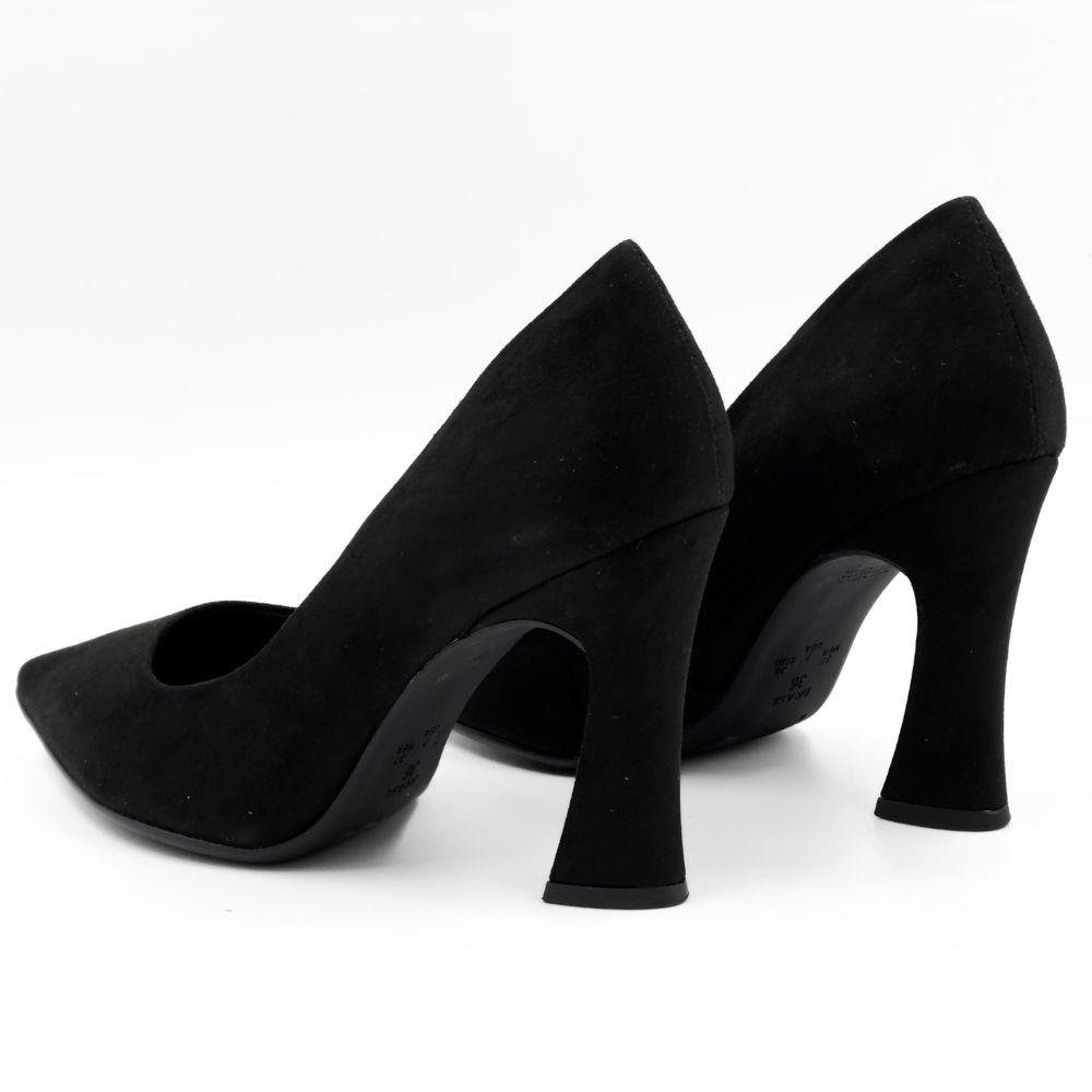 Sapato Piccadilly Scarpin em Camurça Salto Alto Feminino Preto 3