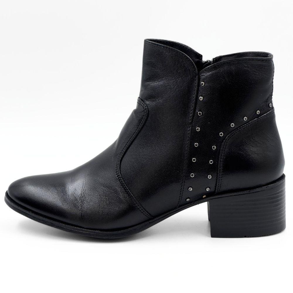 Bota Dazzani Vitelli Cano Curto Salto Médio Feminina