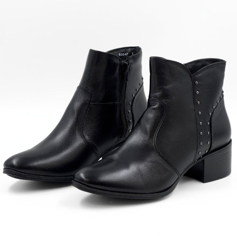 Bota Dazzani Vitelli Cano Curto Salto Médio Feminina Preto 2