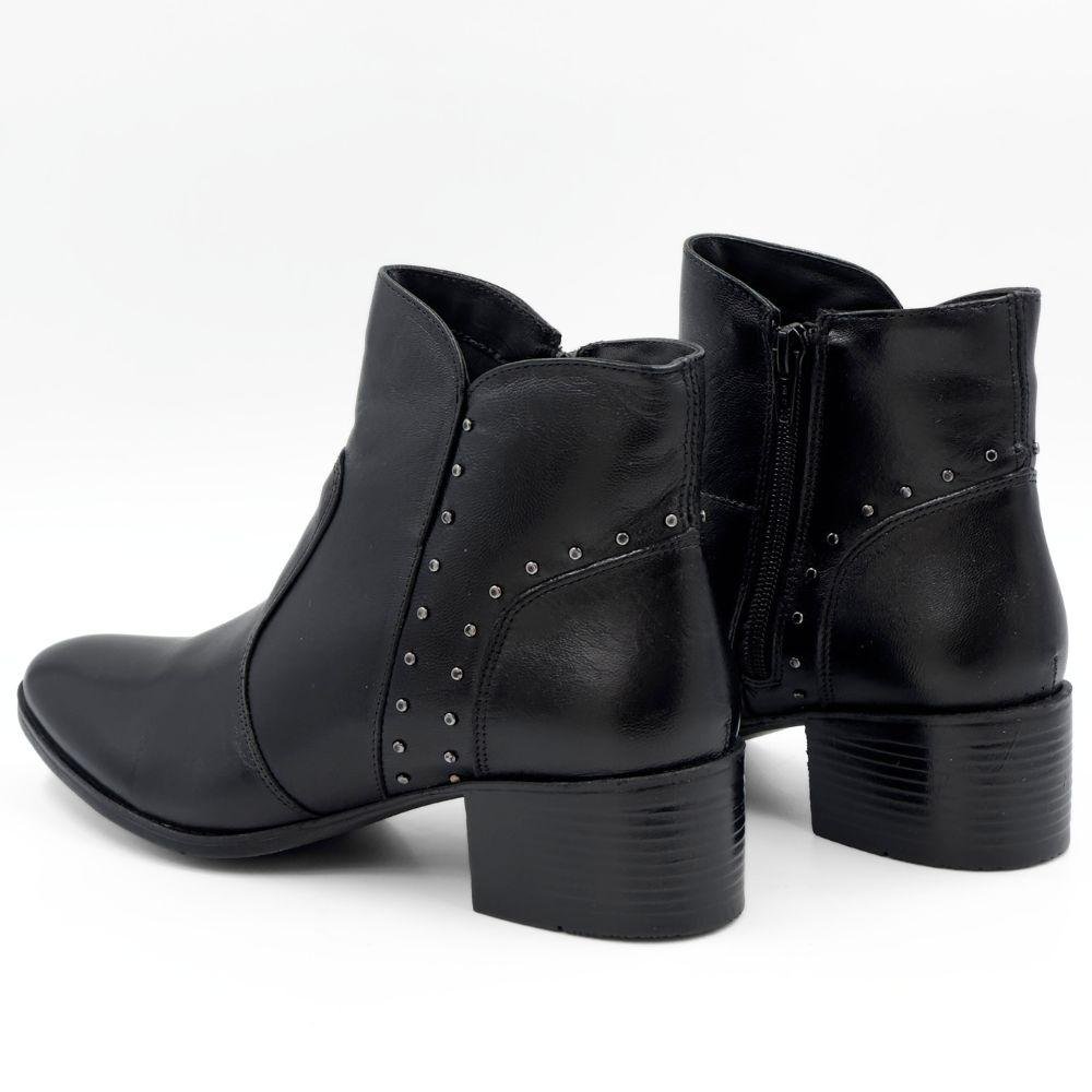 Bota Dazzani Vitelli Cano Curto Salto Médio Feminina Preto 3