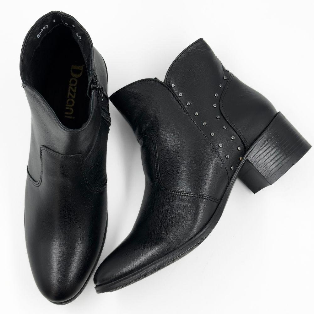 Bota Dazzani Vitelli Cano Curto Salto Médio Feminina Preto 4