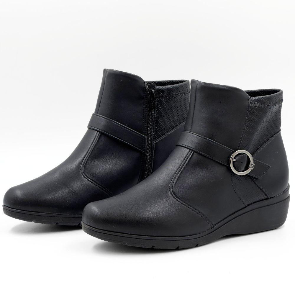 Bota Piccadilly Cano Curto Anabela Feminina Preto 2
