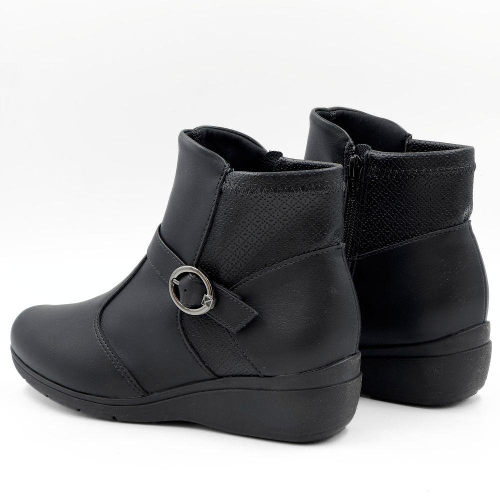 Bota Piccadilly Cano Curto Anabela Feminina Preto 3