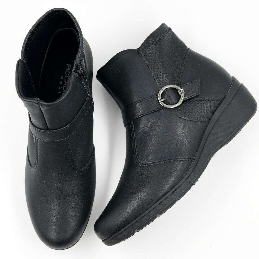 Bota Piccadilly Cano Curto Anabela Feminina Preto 4
