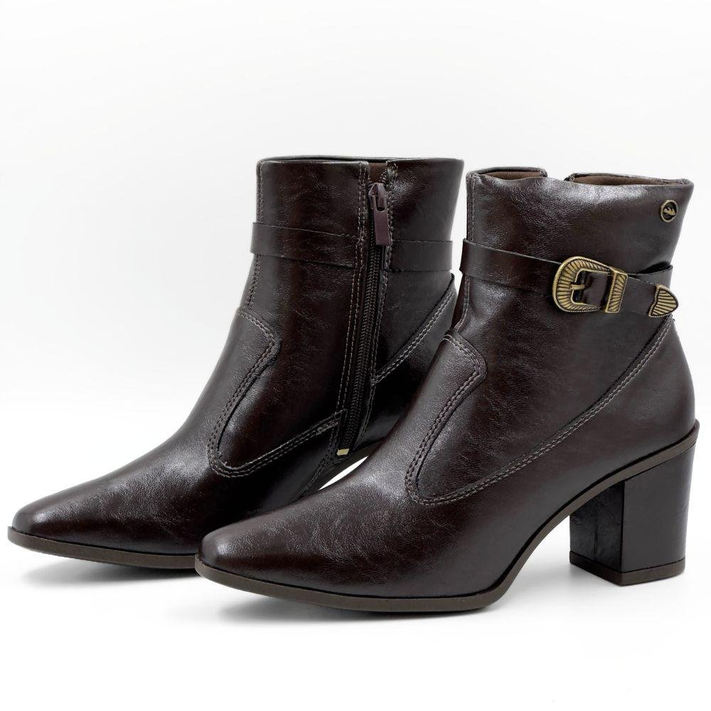 Bota Dakota Cano Curto Salto Bloco Feminina Marrom 2
