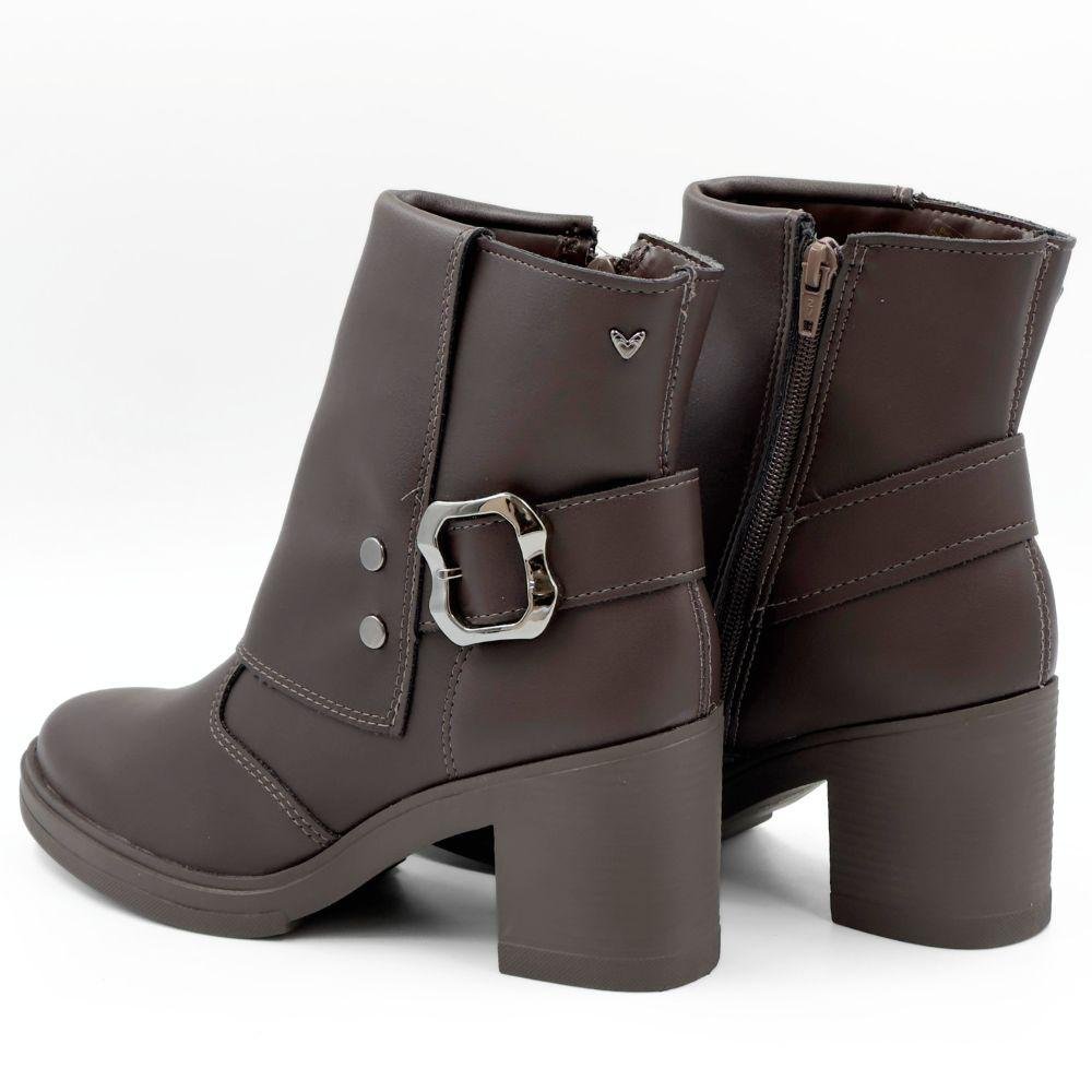 Bota Mississipi Cano Curto Salto Bloco Médio Feminina Marrom 3