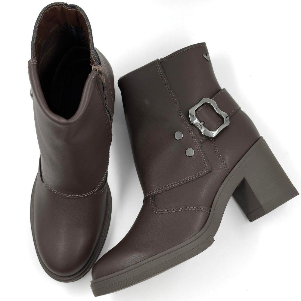 Bota Mississipi Cano Curto Salto Bloco Médio Feminina Marrom 4
