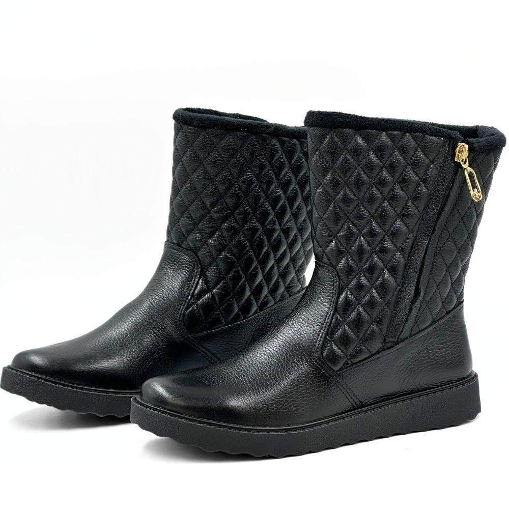 Bota Pegada Cano Médio Matelassado Feminina Preto 2