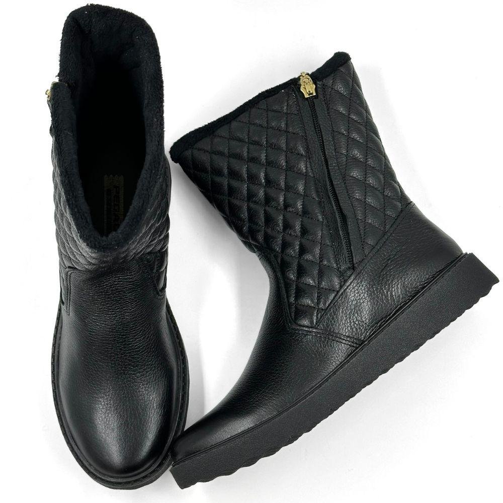 Bota Pegada Cano Médio Matelassado Feminina Preto 4