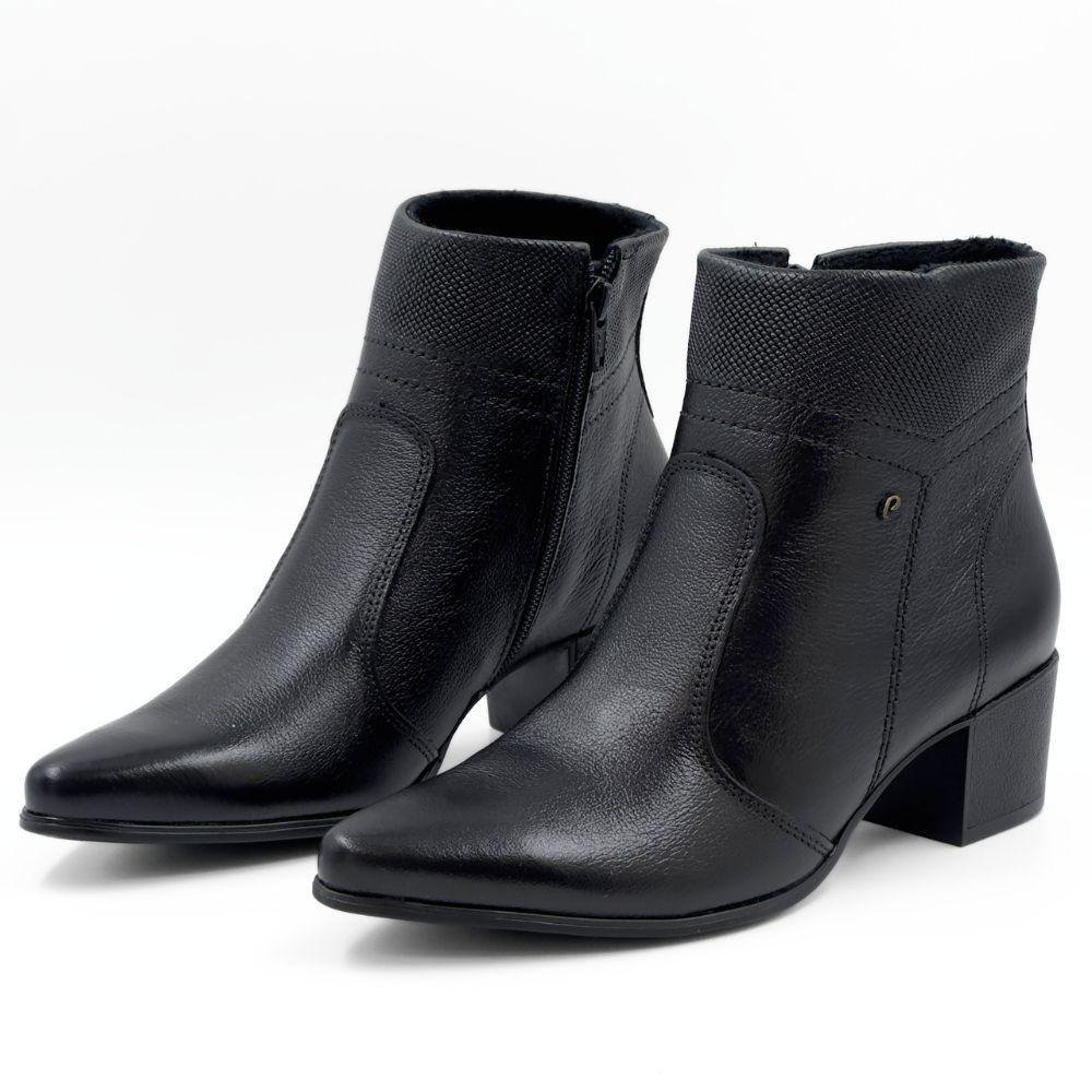 Bota Pegada Cano Curto Salto Médio Feminina Preto 2