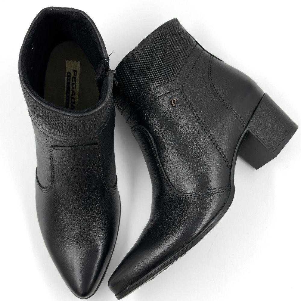 Bota Pegada Cano Curto Salto Médio Feminina Preto 4