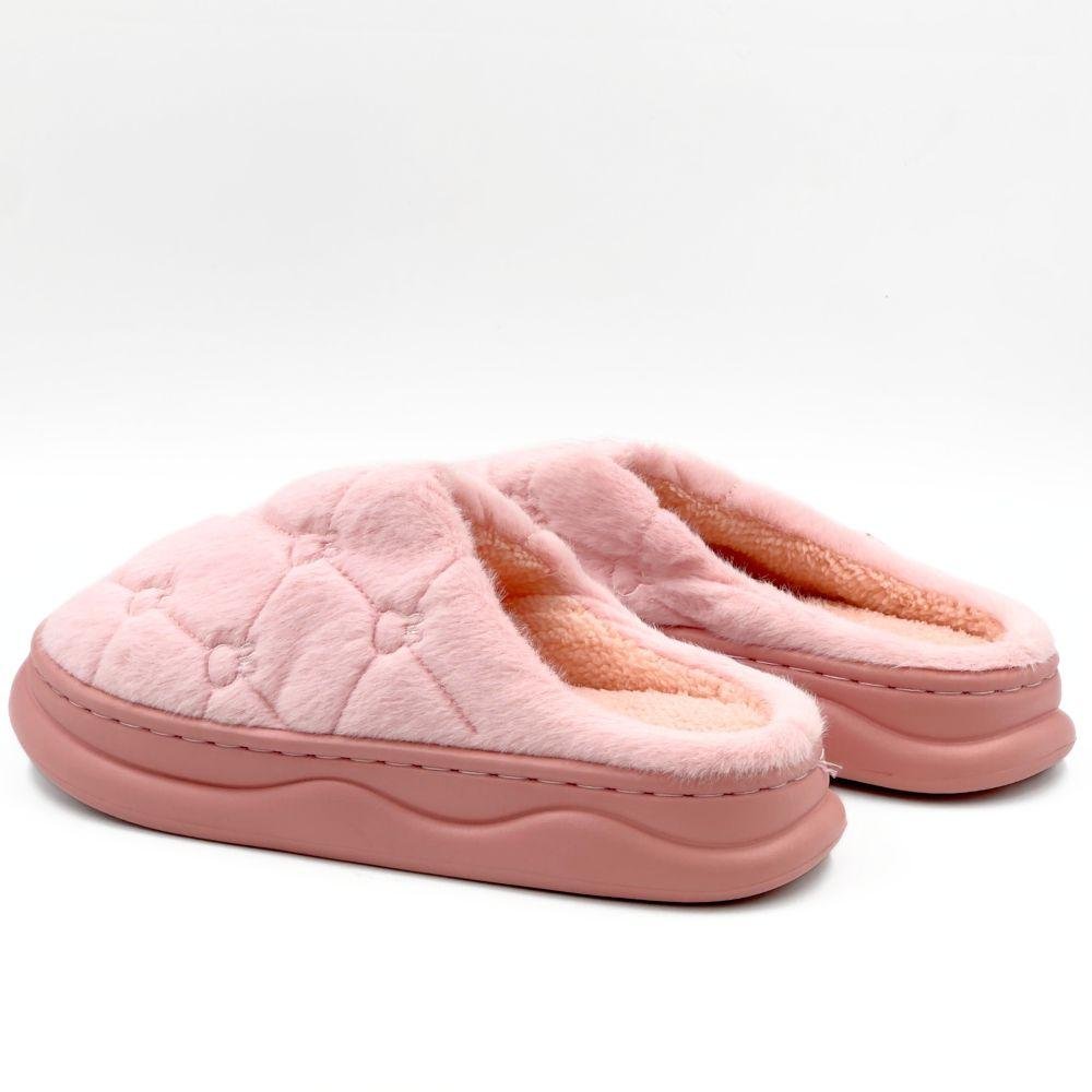 Pantufa Europa Nuvem Pluma em Pelo Feminina Rosa 3