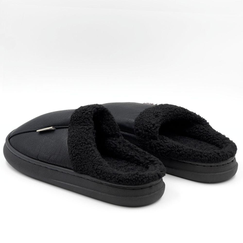 Pantufa Europa Filipe I em P.u com Sherpa Masculina Preto 3