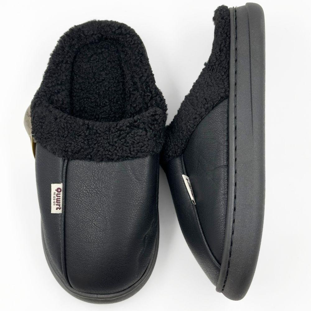 Pantufa Europa Filipe I em P.u com Sherpa Masculina Preto 4