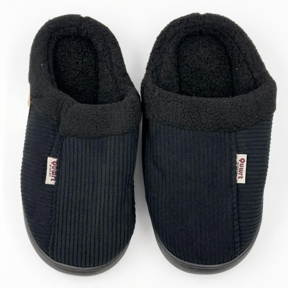 Pantufa Europa Filipe II Veludo Cotelê com Sherpa Masculina Preto 4