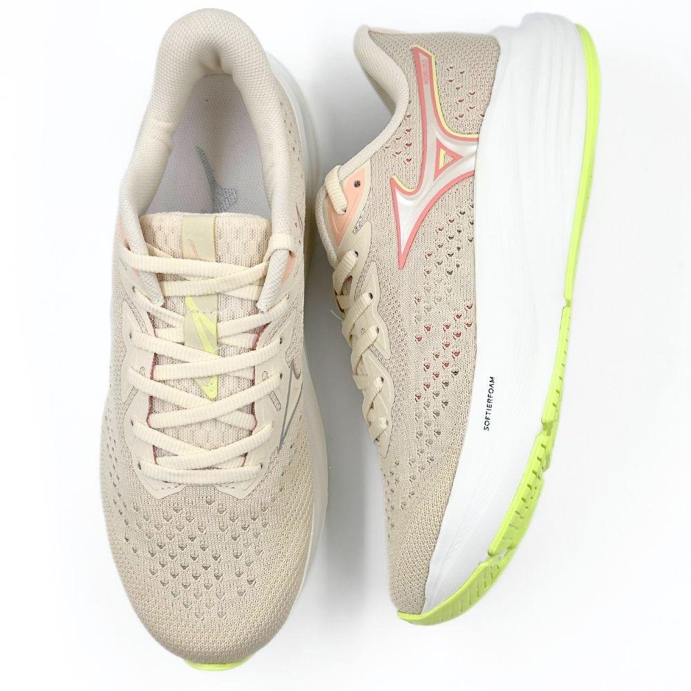 Tênis Mizuno Esportivo Corrida Lively com Cadarço Feminino Bege 4