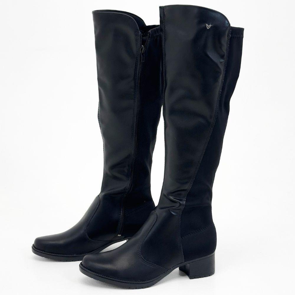 Bota Mississipi Cano Alto Salto Bloco Feminina Preto 2
