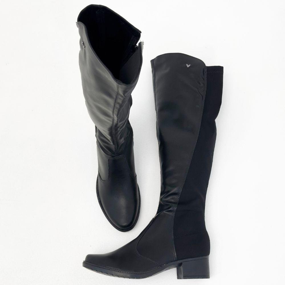 Bota Mississipi Cano Alto Salto Bloco Feminina Preto 4