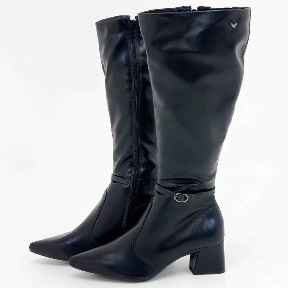 Bota Mississipi Cano Alto Salto Bloco Feminina Preto 2